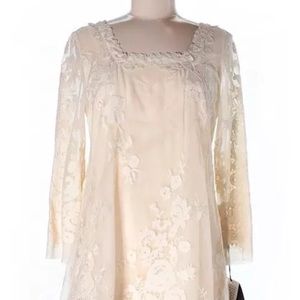 Anna Sui Lace Cream Cocktail Dress Anthropologie